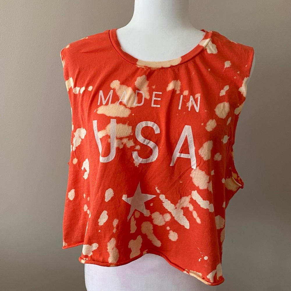 Wildfox Upcycled Bleach Dyed Crop Muscle Tank